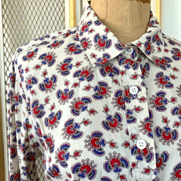 J. CREW papaya paisley printed perfect shirt 6 - Picture 4 of 7